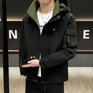 Crock Jacket Fashion Sports Simple Outdoor Charge Clothes Spring and Autumn Hooded Jacket Men's Trendy Brand Casual All-match