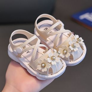 Girls' Sandals 2024 Summer 0-3 Years Old Baby Toe Sandals Non-slip Soft Bottom Children's Infant Toddler Buckle Toddler Shoes