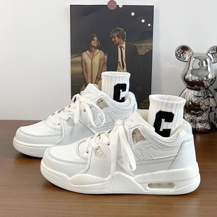 Air Cushion Board Shoes Women's 2024 Autumn New All-match Ins Trendy Campus Style Casual Soft Sole Shoes Thick Sole White Shoes