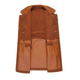 Winter Mid-length Fur One-piece Fleece Thickened Suit Collar Two-sided Wear Loose Plus Fat Extra Large Leather Coat Women