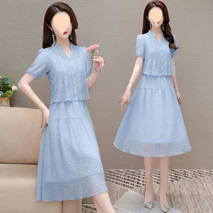 High-end fashion meat covering 2025 new summer temperament dress slim foreign style solid color fake two-piece skirt for children