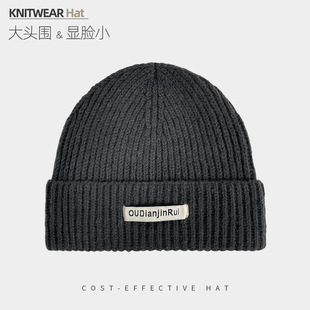 Korean Style Heap Hat Children's Autumn and Winter Plush Big Head Warm Ear Protection Knitted Hat Fashion Face Small Wool Hat
