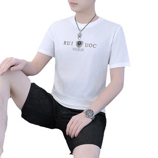 Summer Ice Silk Short-sleeved Shorts Men's Suit Casual Loose Trendy Brand Set Dark Flower Fashion Cool Men's Two-piece Set