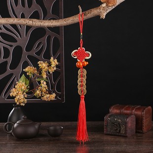 Brass Chinese knot five Emperor money car hanging copper gourd can be installed cinnabar accessories retro small gift manufacturers wholesale
