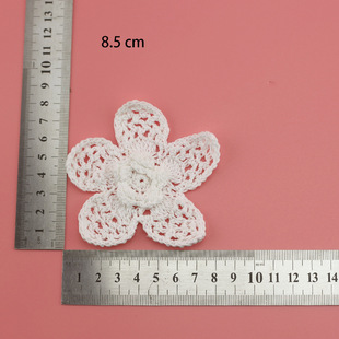 Vintage white cotton handmade crochet five-petal flower crochet piece clothing DIY decorative in stock wholesale