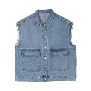 Spring 2025 New Loose Korean Style Student Workwear Outro-wear Denim Trendy Women's Sleeveless Casual Ware Vest