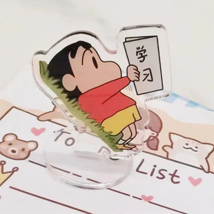 Cute Crayon Xiao Xin Learning Inspirational Brand Acrylic Cartoon Transparent Brand Inspirational Original Desktop Ornaments