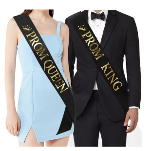 "Prom King" and "Prom Queen" Ribbon Graduation Party Girl Rose Pink Ribbon Shoulder Strap