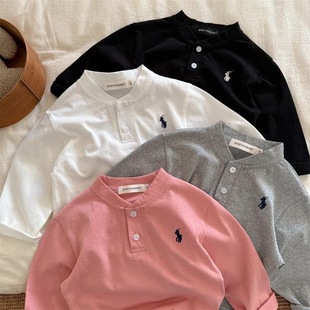 Kids POLO рубашка 2025 Korean New Edition для мальчиков и девочек с вышивкой V-образным вырезом рубашка POLO Baby Повседневная нижняя рубашка