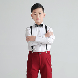 Chubby Boys' Dress Handsome Suit Spring and Summer Large Children's Plus-sized Shirt and Oversized Strap Pants Children's Costume
