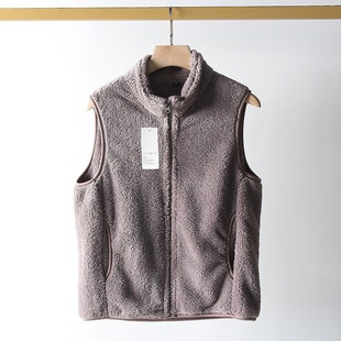 New double-sided coral velvet! 24 Autumn and Winter Men's and Women's Simple Set Collar Light Warm Fleece Vest