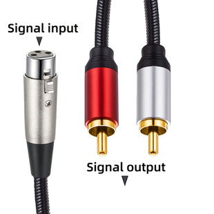 New Three-Core Xlr Female to Dual Lotus Microphone Mixer Audio Cable Xlr to 2Rca Audio Cable