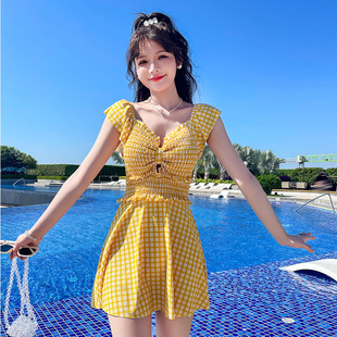 2025 new swimsuit women's hot spring one-piece skirt high-end pure wind sexy belly-covered slim conservative swimsuit