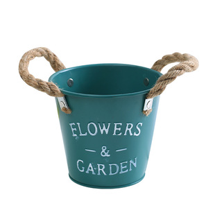 Factory wholesale tin small flower pot metal green plant meat pot pen holder home crafts desktop storage small iron bucket