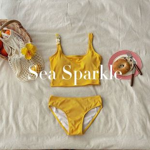 [Sea Sparkle] ретро масляной живописи ins отпуск сплит пляжный купальник чистое желание слинг яркие горячие источники