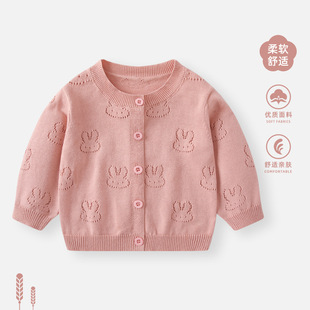 Baby suit Spring New Small Coat Baby Girl's Knitted Cardigan Spring Thin Western Style Top Girls' Clothes