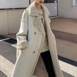 2024 winter new feeling long suede white fur one lambswool padded coat women's wholesale
