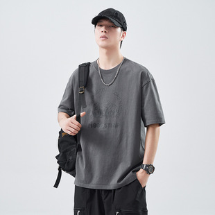 Printed Short-sleeved T-shirt Men's 2025 New Summer Half-sleeved Men's Top Clothes Couple's Loose Men's Clothing