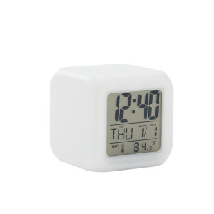 Customized Printed Logo Colorful Color-Changing Multifunctional Square Clock Led Luminous Alarm Clock Home Gift Digital Clock
