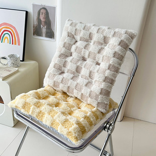 Beautiful personality nine-hole cushion office Student chair cushion thickened non-slip long-sitting winter plush plaid plain dormitory