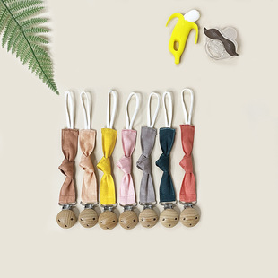 Baby Beech Pacifier Clip Cotton and Linen Solid Color Pacifier Anti-falling Rope AliExpress Spot Baby Pacifier Chain