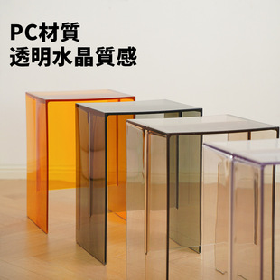 Nordic Creative Acrylic Home Shoe Changing Stool Modern Simple Small Apartment Sofa Transparent Side Table Designer Corner Table
