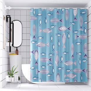 Wholesale Hotel Bathroom Water Curtain Door Curtain Window Curtain Bathroom Waterproof Shower Curtain Cloth Punch-Free Partition