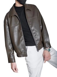 Autumn and winter new light mature wind ruffian handsome lapel leather coat men's trendy casual loose all-match pu leather jacket