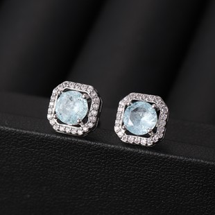 European and American Cross-Border Hot-Selling Tiktok Live Supply Fashion Light Luxury Zircon Square Stud Earrings Elegant Versatile Square Earrings