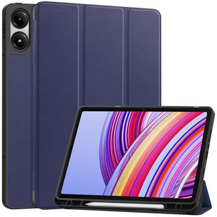 For Redmi PadPro12.1 Red Rice Flat Protective Cover Tri-Folding Caster Bracket Pen Slot Protective Case