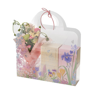 Mother's Day New Hand Painted Flower PET Portable Flower Box Baking Cookies Madeleine Hand Gift Box