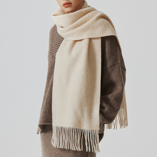 Strict Selection of Flower 100 Wool Scarf Korean Atmosphere Scarf Solid Color Autumn and Winter High-end Women's Shawl