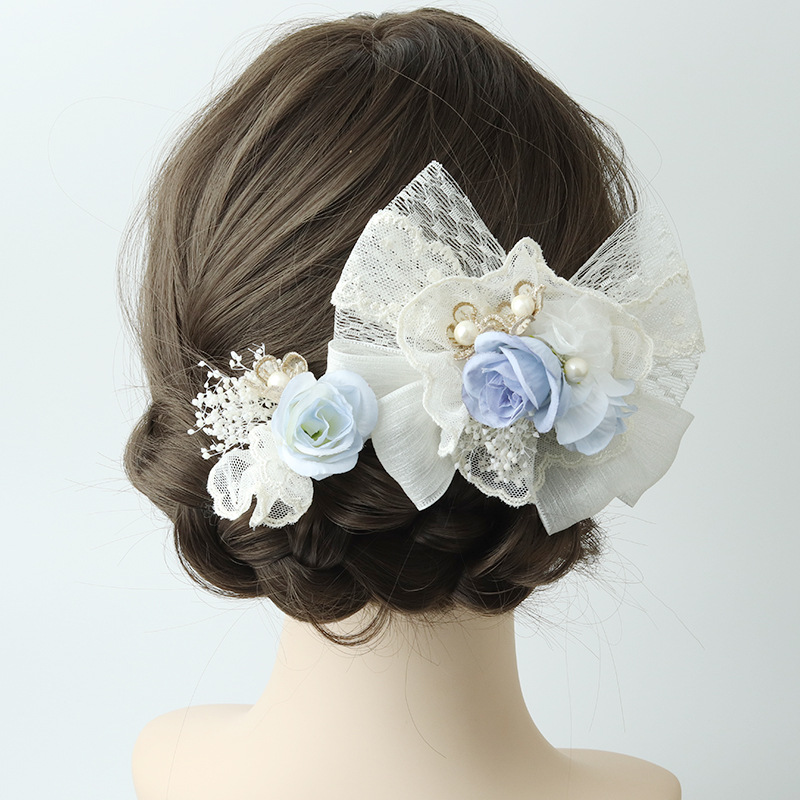 Lolita Plate Hair Makeup Bow Lace Hair Comb Japanese Style Silk Flower Hair Accessories Wedding Party Dress Accessories