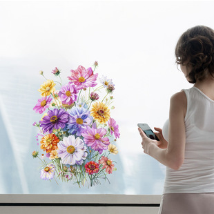 Cross-border Amazon Foreign Trade Multicolor Chrysanthemum Flower Stickers Arrangement Bedroom Room Living Room Decoration Wall Stickers