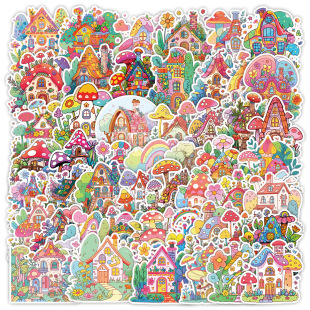 50 cute wind super color children hand-painted graffiti stickers water cup computer waterproof decorative stickers stationery stickers