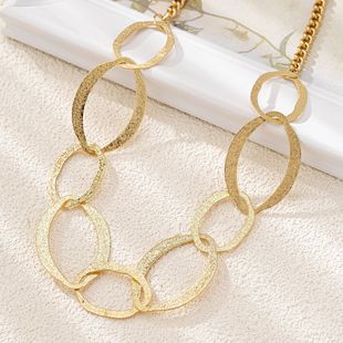 Cross-border Hot Fashion Personality Exaggerated Multi-oval Buckle Necklace Female Niche Design Sense Trend