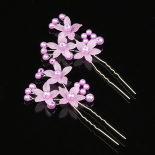 Bridal handmade headdress simple flower wedding accessories Chinese clothing photo hairpin U-shaped pin European and American hair fork