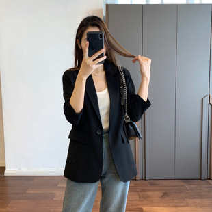 Cabinet 4000 + Light Luxury Quality Vertical jin Mouth Material Commuting Simple Penny Grade Middle Sleeve Suit Jacket for Women