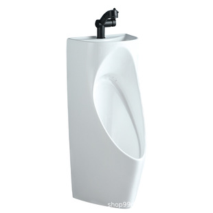 Integrated ceramic urinal with wash basin household men's water-saving urinal vertical wall-mounted induction urinal
