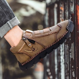 New Men's Casual Shoes Korean Style Fashionable Leather Shoes Men's Breathable High-top Outdoor Travel Men's Shoes Foreign Trade Single-layer Shoes