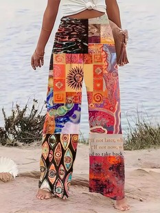 Cross-border Foreign Trade Europe and the United States New Women's Underwear Wide Leg Pants Printed Four Seasons Casual Wide Leg Pants Women's Underwear Straight Leg Pants