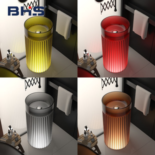 Behons Round Artificial Stone Column Basin Washing Basin Floor-Standing Integrated Colorful Resin Washing Basin