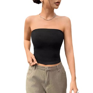 European and American ins24 Summer New Solid Color Casual Y2K Strapless Backless Sexy Two-Wear Tight Street Women's Vest