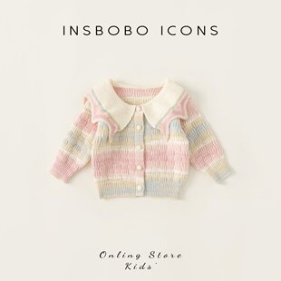 Girls' Sweater Baby's Spring and Autumn Clothes 2025 Spring New Style Top Coat Children's Knitted Sweater Baby Sweater
