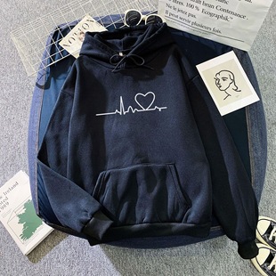 Cross-border foreign trade 2024 autumn and winter new fleece-lined hoodie sweater men and women couples students dopamine loose wear
