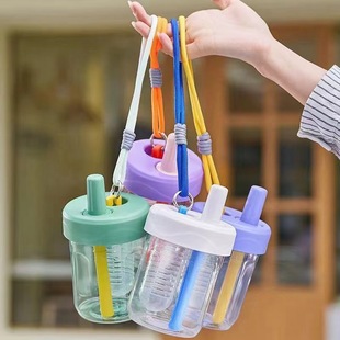 Student portable creative direct drink transparent pc plastic straw cup tea separation children's flower tea cup portable handy