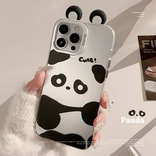 Чехол для телефона Big Ears Panda iphone15 для 14Promax 12 Apple 13 Трехмерный милый 11 Жесткий лазерный чехол