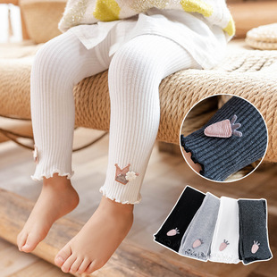 Cross-border supply wholesale children's baby bottoming pants socks 0-1-2 years old combed cotton vertical stripe bottoming pants