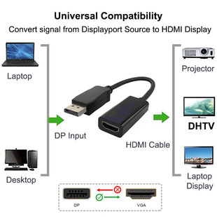 dP to HDMI Converter disPlayPort to HDMI1080P AdaPter 4K High Definition AdaPter Cable