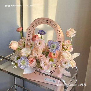 New portable flower box floral packaging box handmade folding diy gift box floral packaging box stall portable flower basket